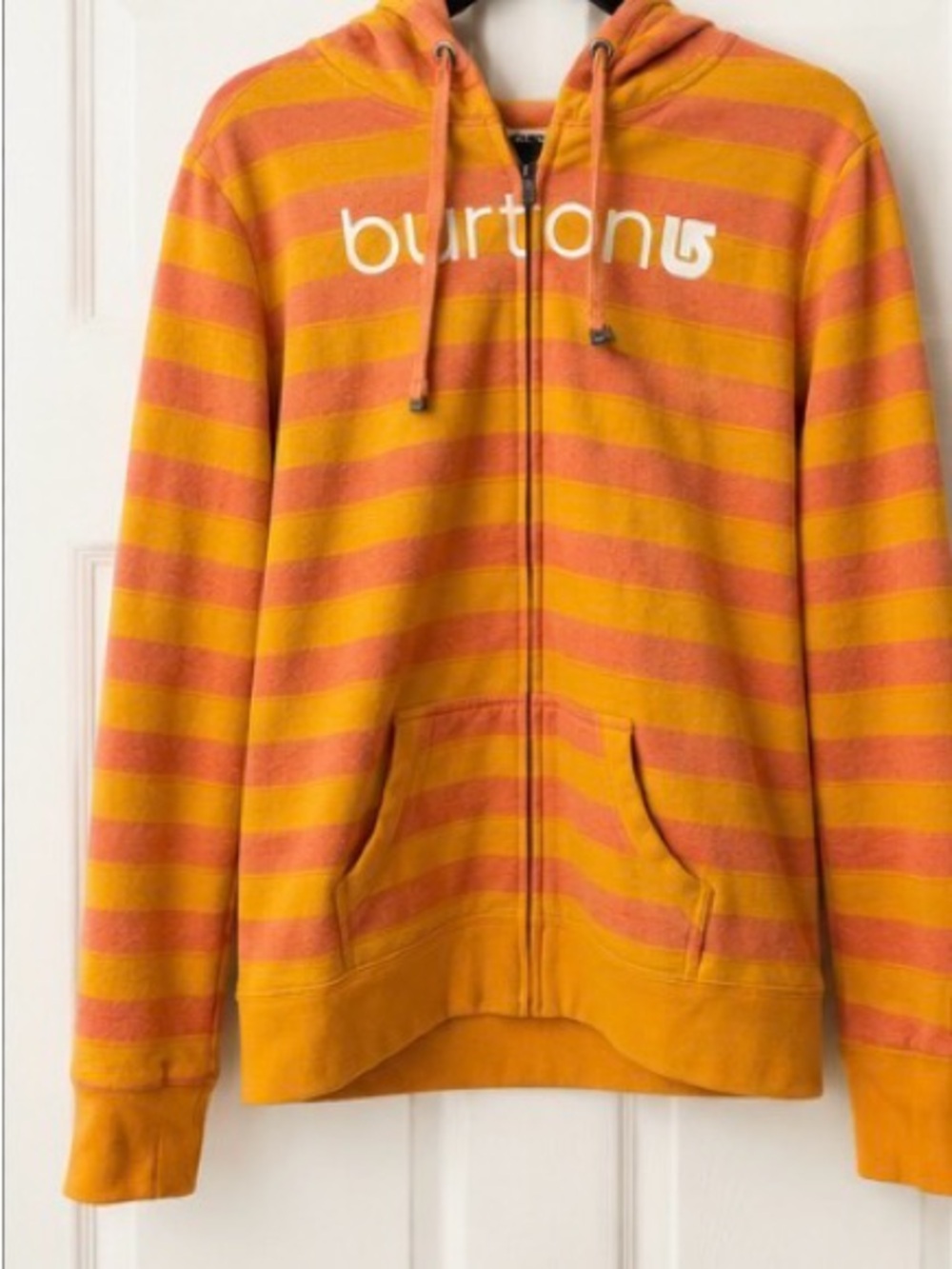 Burton Striped Zip-Up Hoodie in Yellow & Coral